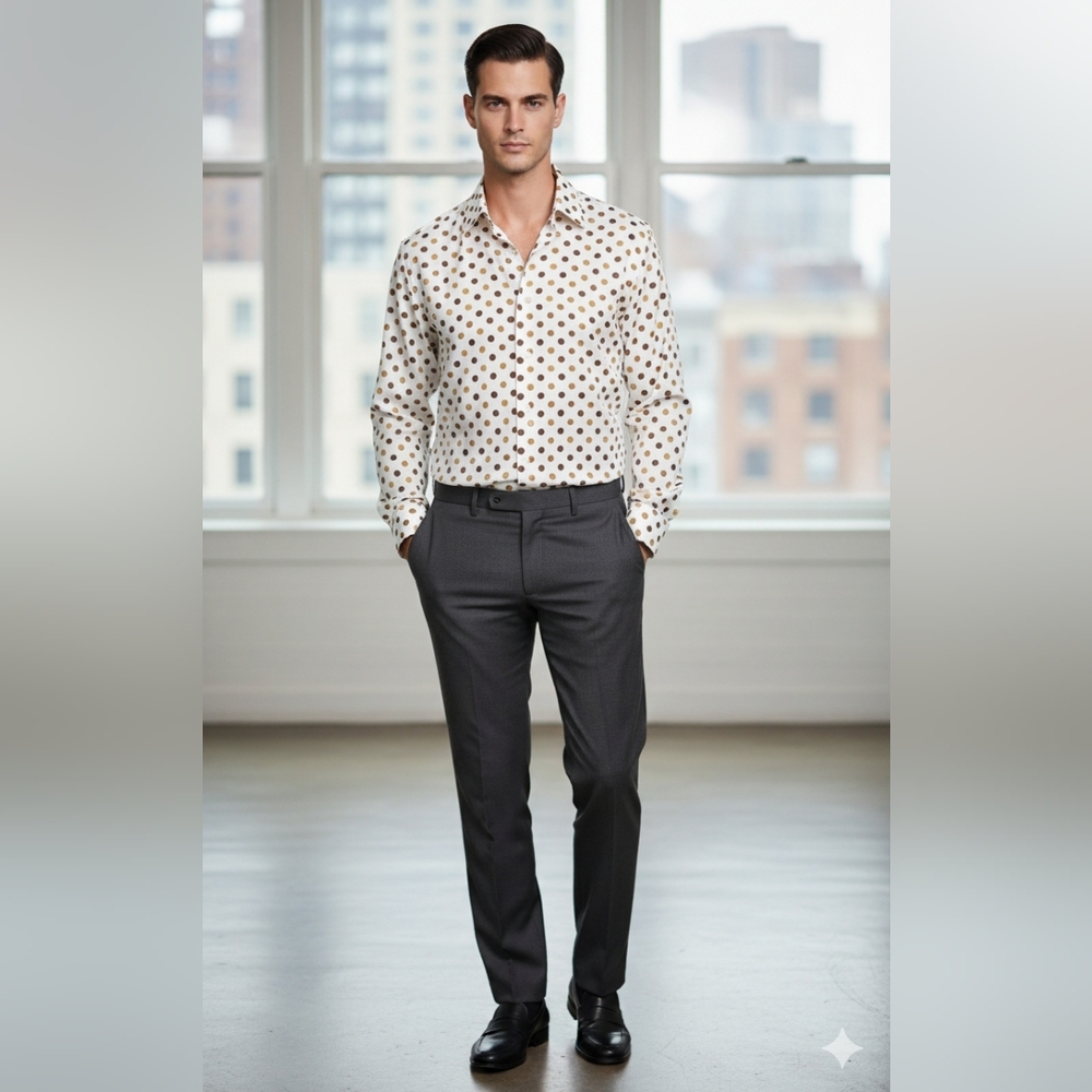 STEVEN LAND MEN’S BUTTONS FRONT LONG SLEEVES DRESS‎ SHIRT SIZE 18 -34/35